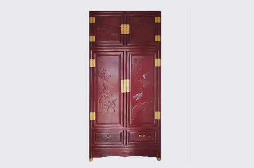 洪梅镇高端中式家居装修深红色纯实木衣柜